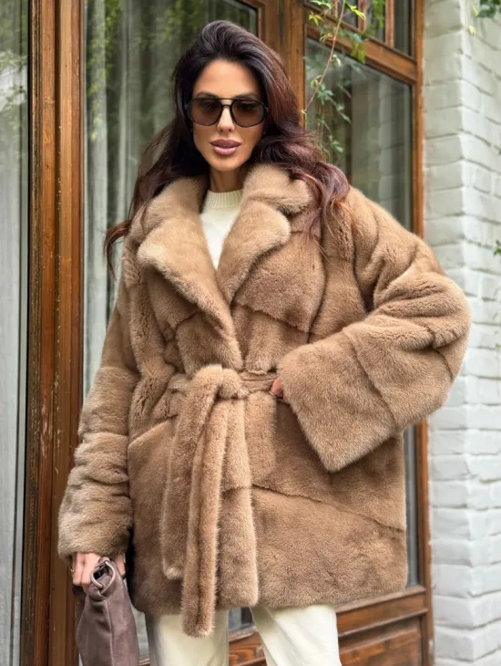 Полушубок норковый (бежевый)