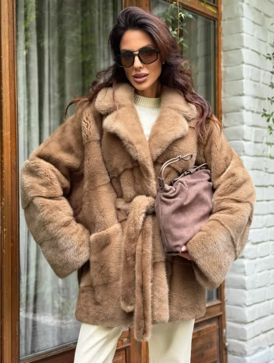Полушубок норковый (бежевый)