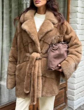 Полушубок норковый (бежевый)