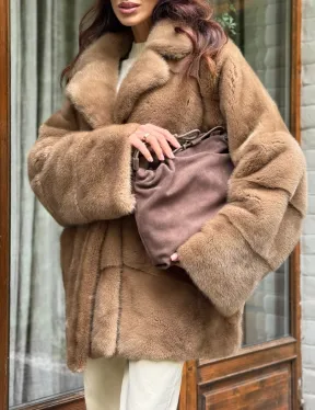 Полушубок норковый (бежевый)