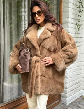 Полушубок норковый (бежевый)