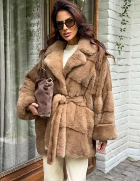 Полушубок норковый (бежевый)