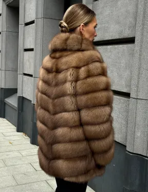 Шуба из куницы с воротником шаль