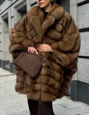 Шуба из куницы оверсайз