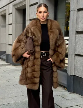 Шуба из куницы оверсайз