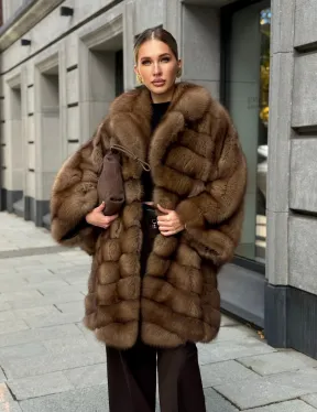 Шуба из куницы оверсайз