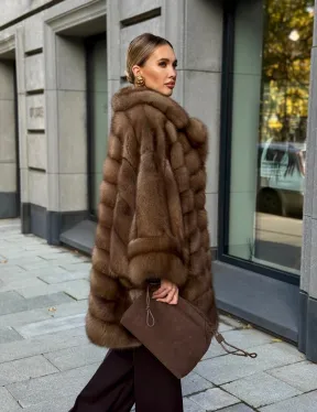 Шуба из куницы оверсайз