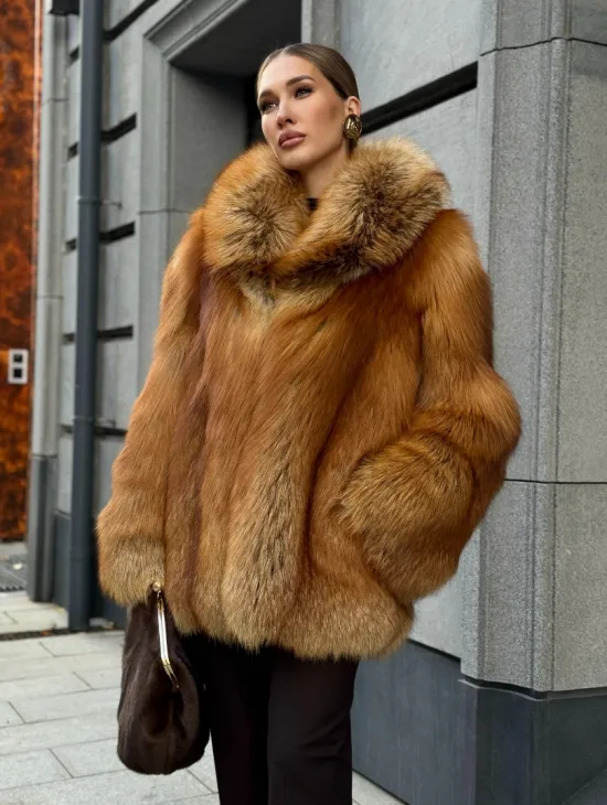 Шуба из лисы - рыжая