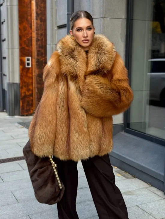 Шуба из лисы - рыжая