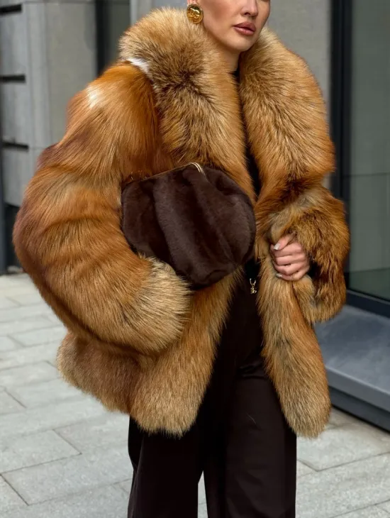 Шуба из лисы - рыжая