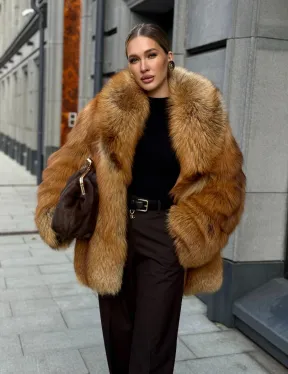 Шуба из лисы - рыжая