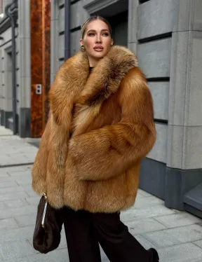 Шуба из лисы - рыжая