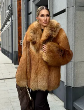 Шуба из лисы - рыжая