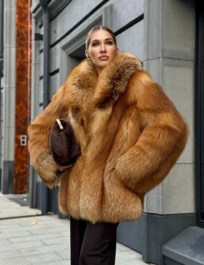 Шуба из лисы - рыжая