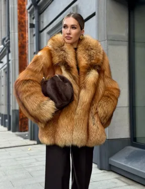 Шуба из лисы - рыжая