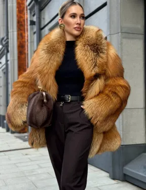 Шуба из лисы - рыжая
