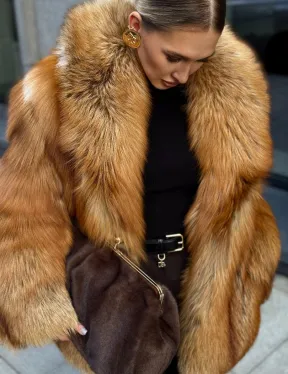 Шуба из лисы - рыжая