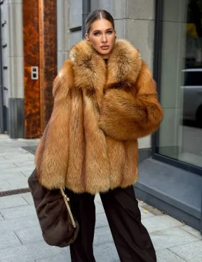 Шуба из лисы - рыжая