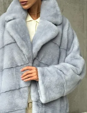 Шуба норковая кимоно автоледи - цвет голубой