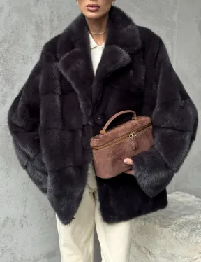 Меховой полушубок из норки  графит