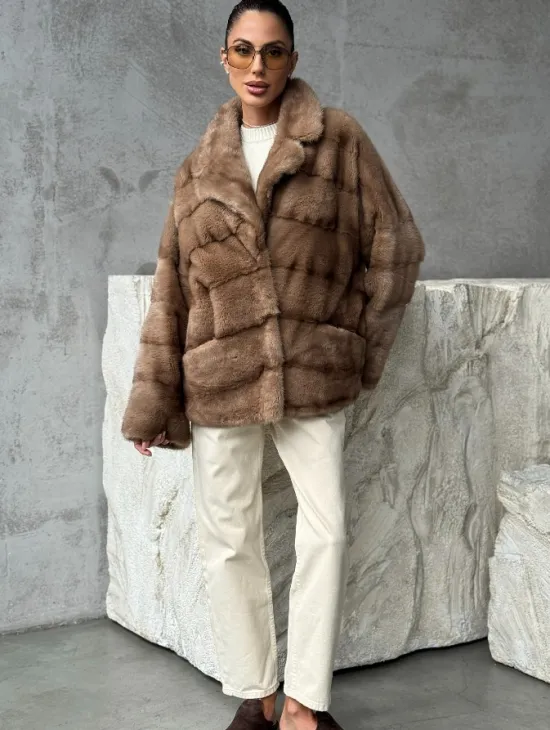 Норковая автоледи - цвет пастель