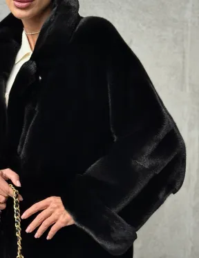 Черная шуба из меха норки SAGA FURS