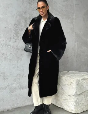 Черная шуба из меха норки SAGA FURS