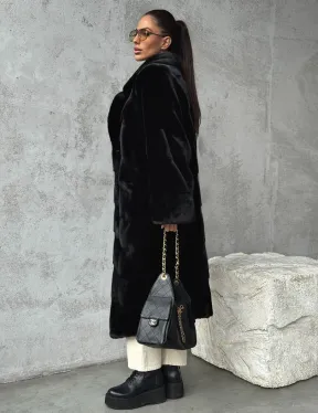 Черная шуба из меха норки SAGA FURS