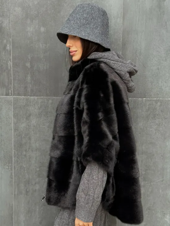 Черная норковая кофта
