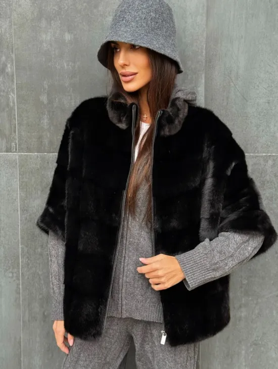 Черная норковая кофта
