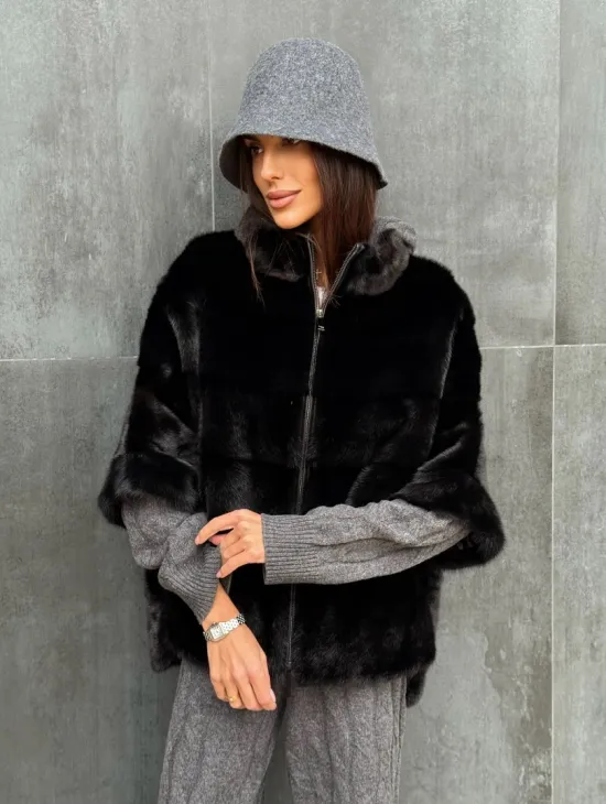 Черная норковая кофта