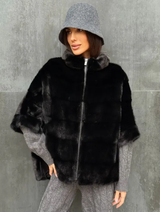 Черная норковая кофта