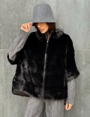 Черная норковая кофта
