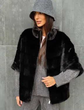 Черная норковая кофта