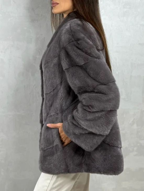 Норковый полушубок - графит