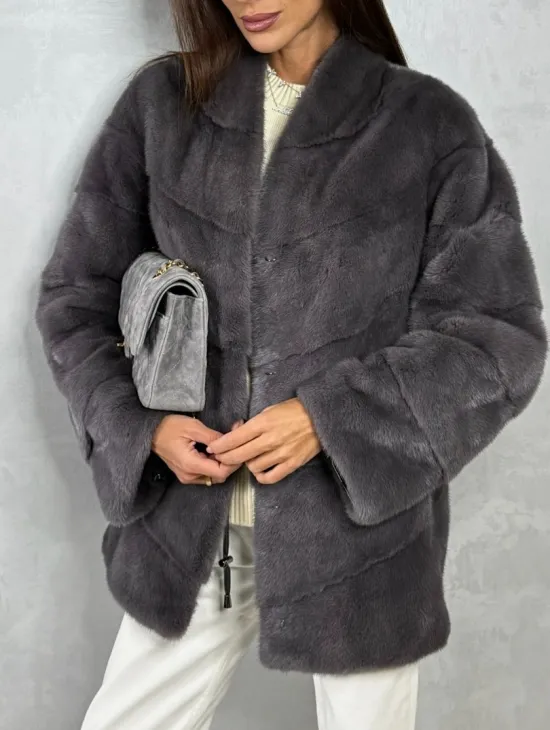 Норковый полушубок - графит