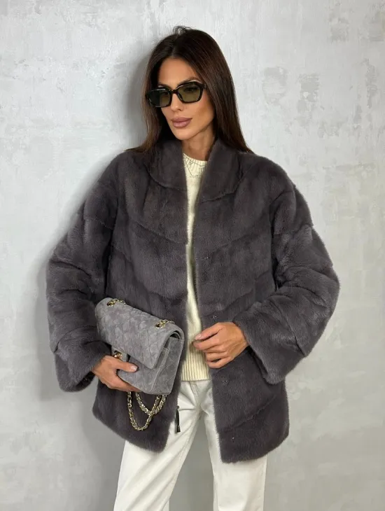 Норковый полушубок - графит