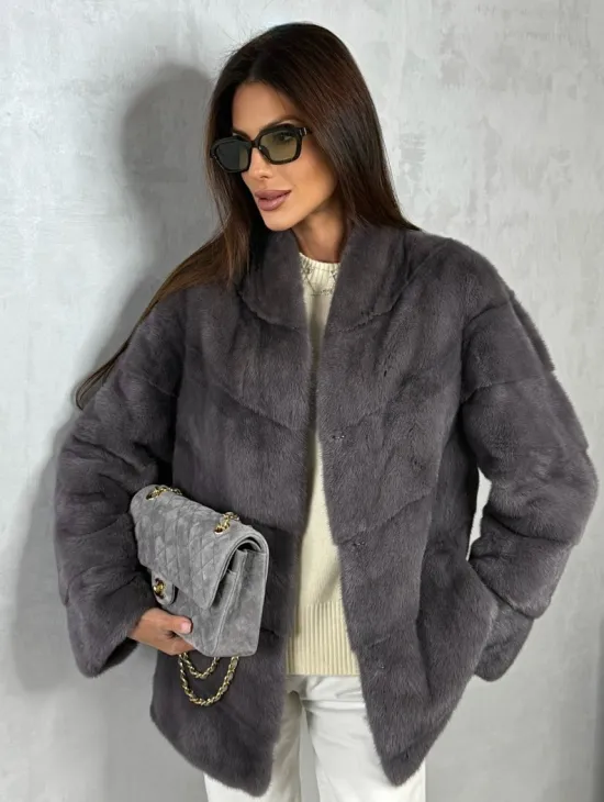 Норковый полушубок - графит