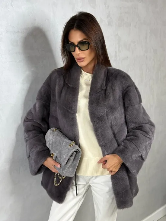 Норковый полушубок - графит