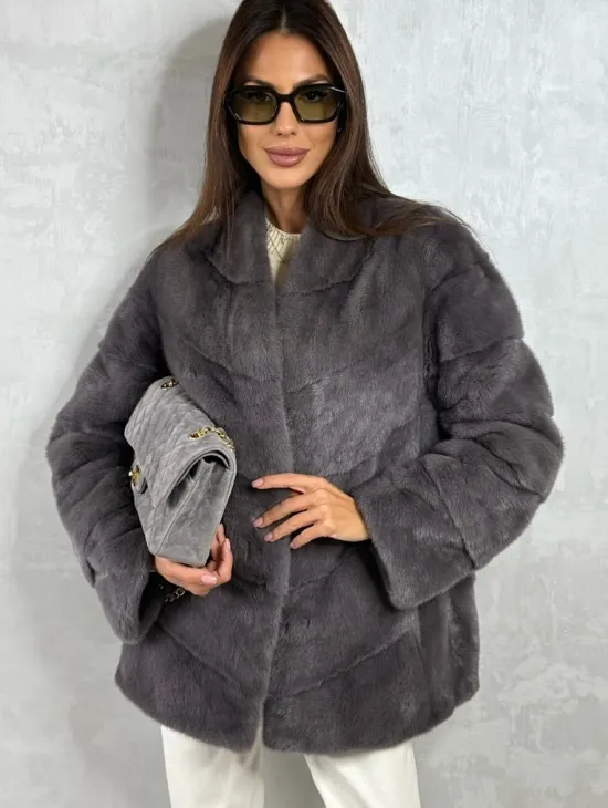 Норковый полушубок - графит