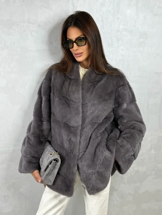 Норковый полушубок - графит
