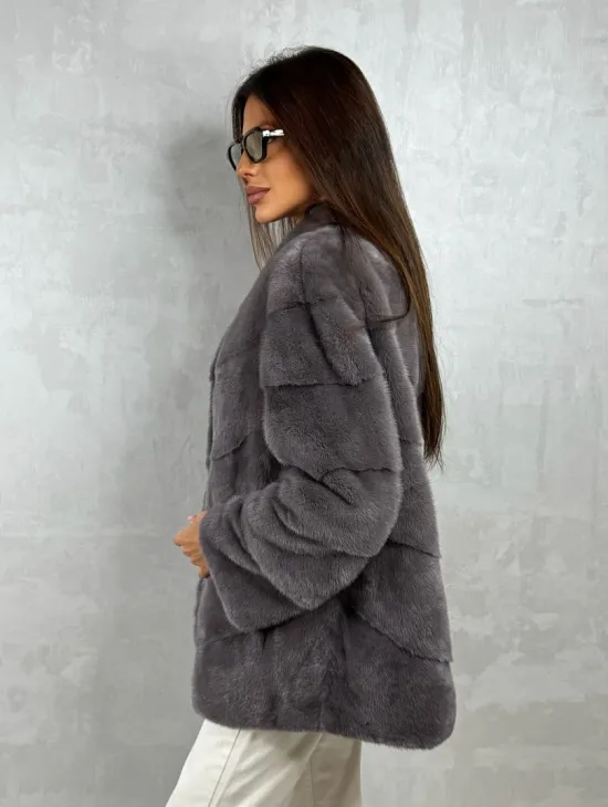 Норковый полушубок - графит