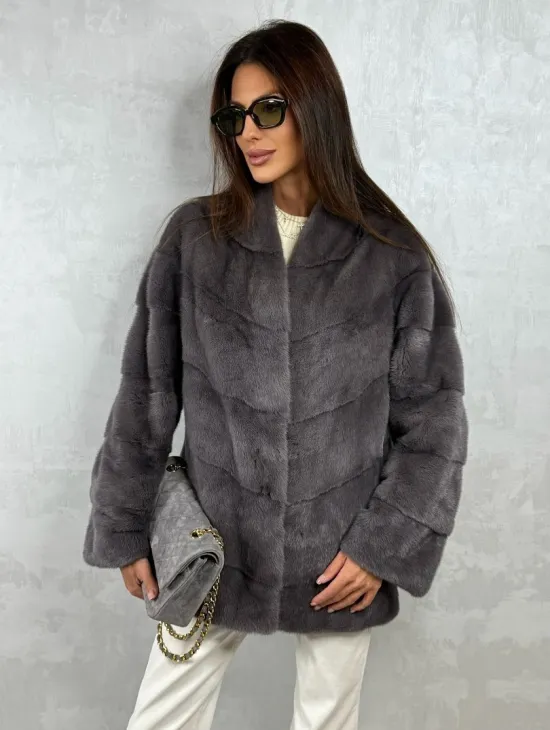 Норковый полушубок - графит