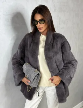 Норковый полушубок - графит