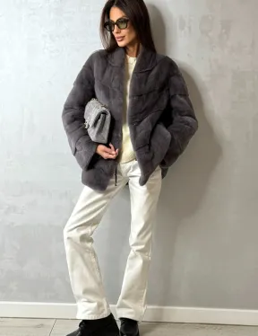 Норковый полушубок - графит