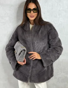 Норковый полушубок - графит