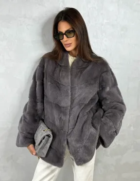 Норковый полушубок - графит