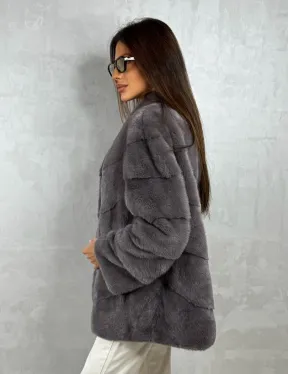 Норковый полушубок - графит