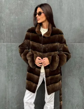 Шуба из кролика с норковым воротником