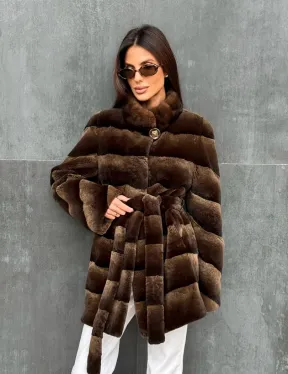 Шуба из кролика с норковым воротником
